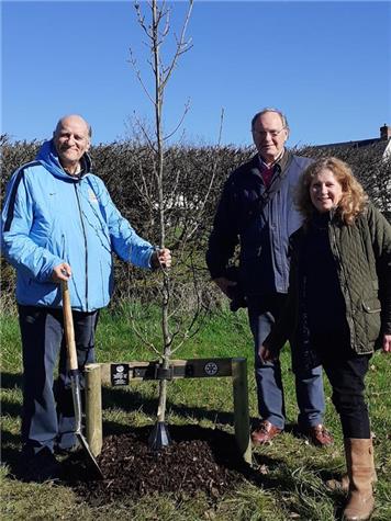 Peter with Mike and Sue from Rotary Club - Tree Planting in Up Hatherley